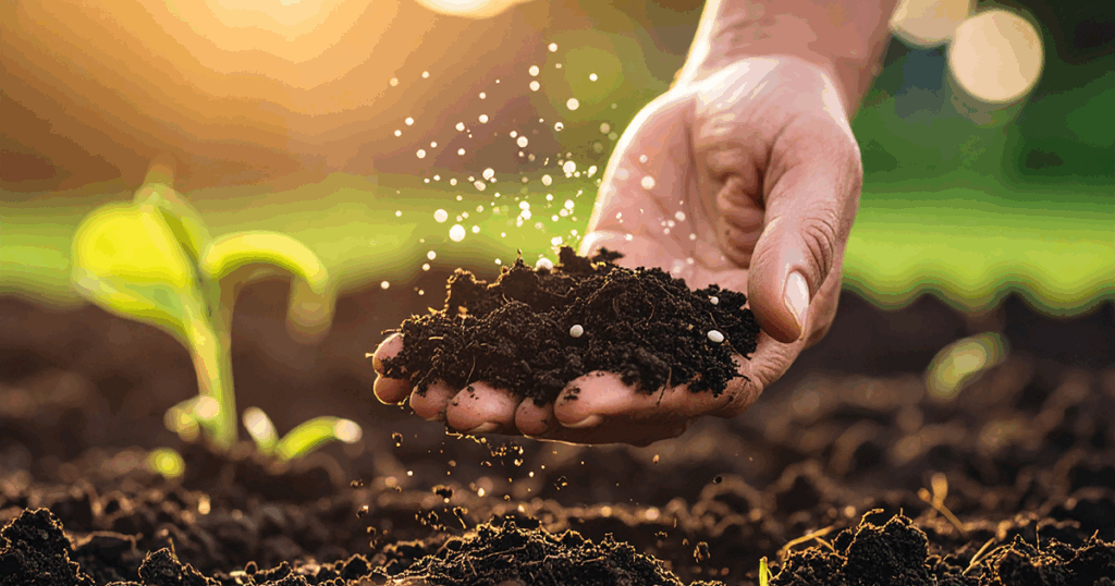 Homegrown Vegetables in black garden soil